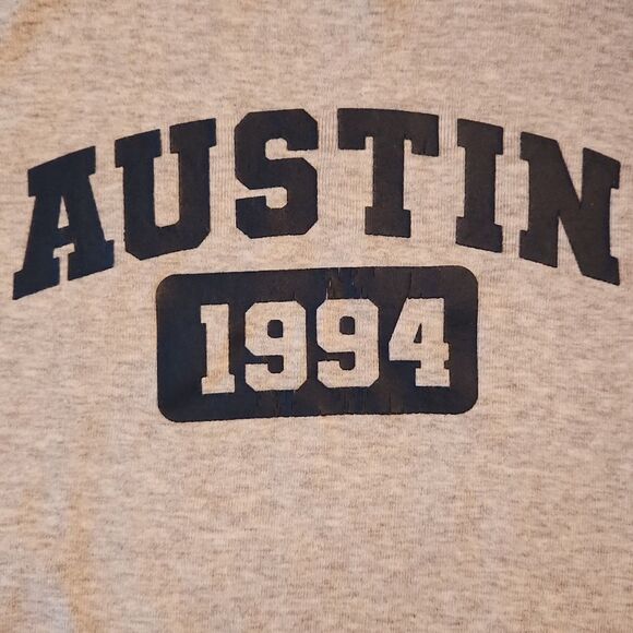 Forever 21 Austin 1994 Short Sleeve Crew Neck Crop Tee Junior Medium Gray & Blue - Picture 5 of 6